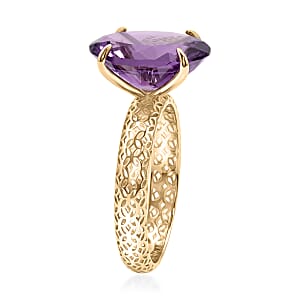 Mirage Collection Premium Lusaka Amethyst 5.20 ctw Solitaire Ring in 10K Yellow Gold (Size 9.0)