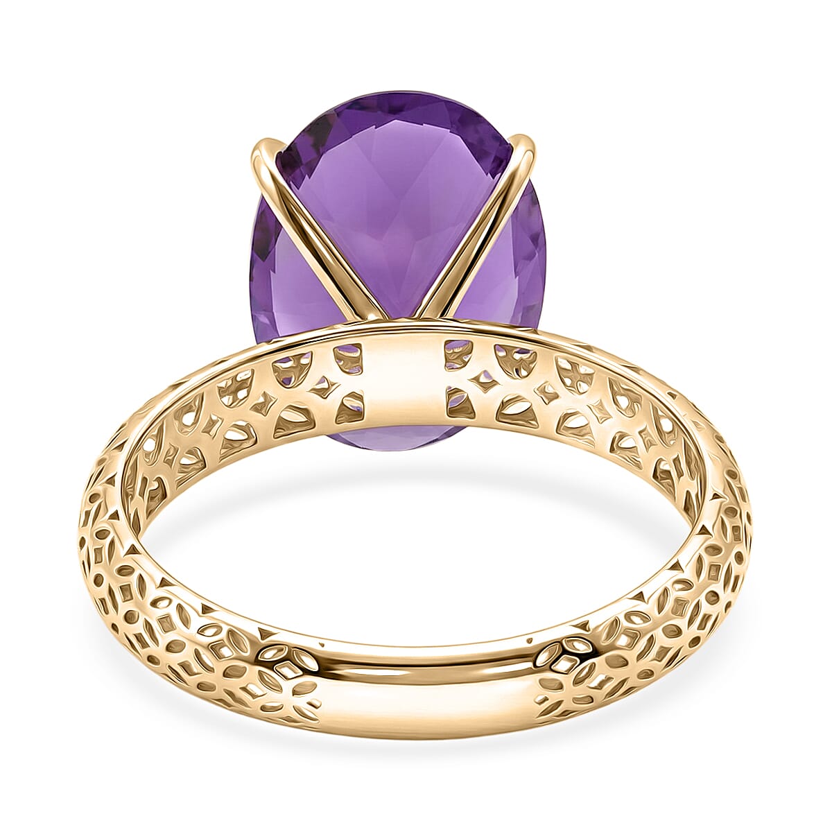 Mirage Collection Premium Lusaka Amethyst 5.20 ctw Solitaire Ring in 10K Yellow Gold (Size 9.0) image number 4