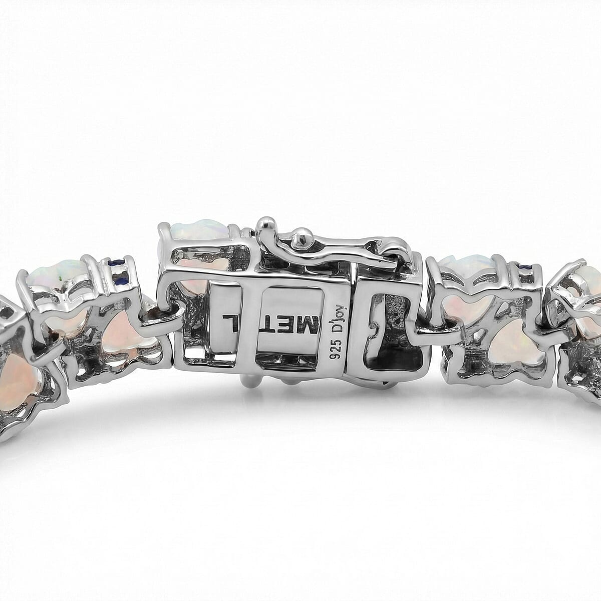 D'Joy Premium Ethiopian Welo Opal and Multi Gemstone 14.00 ctw Heart Symphony Bracelet in Rhodium Over Sterling Silver (6.50 In) image number 4