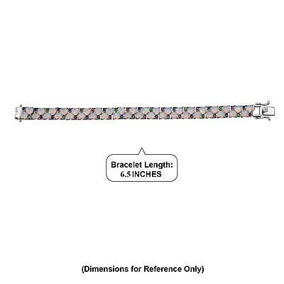 D'Joy Premium Ethiopian Welo Opal and Multi Gemstone 14.00 ctw Heart Symphony Bracelet in Rhodium Over Sterling Silver (6.50 In)