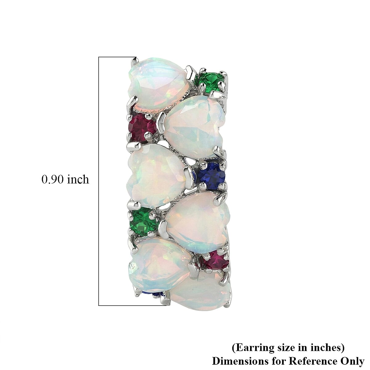 D'Joy Premium Ethiopian Welo Opal and Multi Gemstone 4.10 ctw Heart Symphony Earrings in Rhodium Over Sterling Silver image number 5