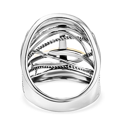D'Joy Passport to Israel Artisan Crafted Cross Ring in 18K Vermeil Yellow Gold Over and Sterling Silver (Size 5.0) 7.90 Grams