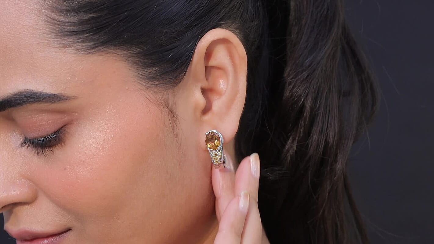EverTrue Autumn Alexite and White Zircon 5.20 ctw Fallfire Earrings in 18K YG Plated and Platinum Bond