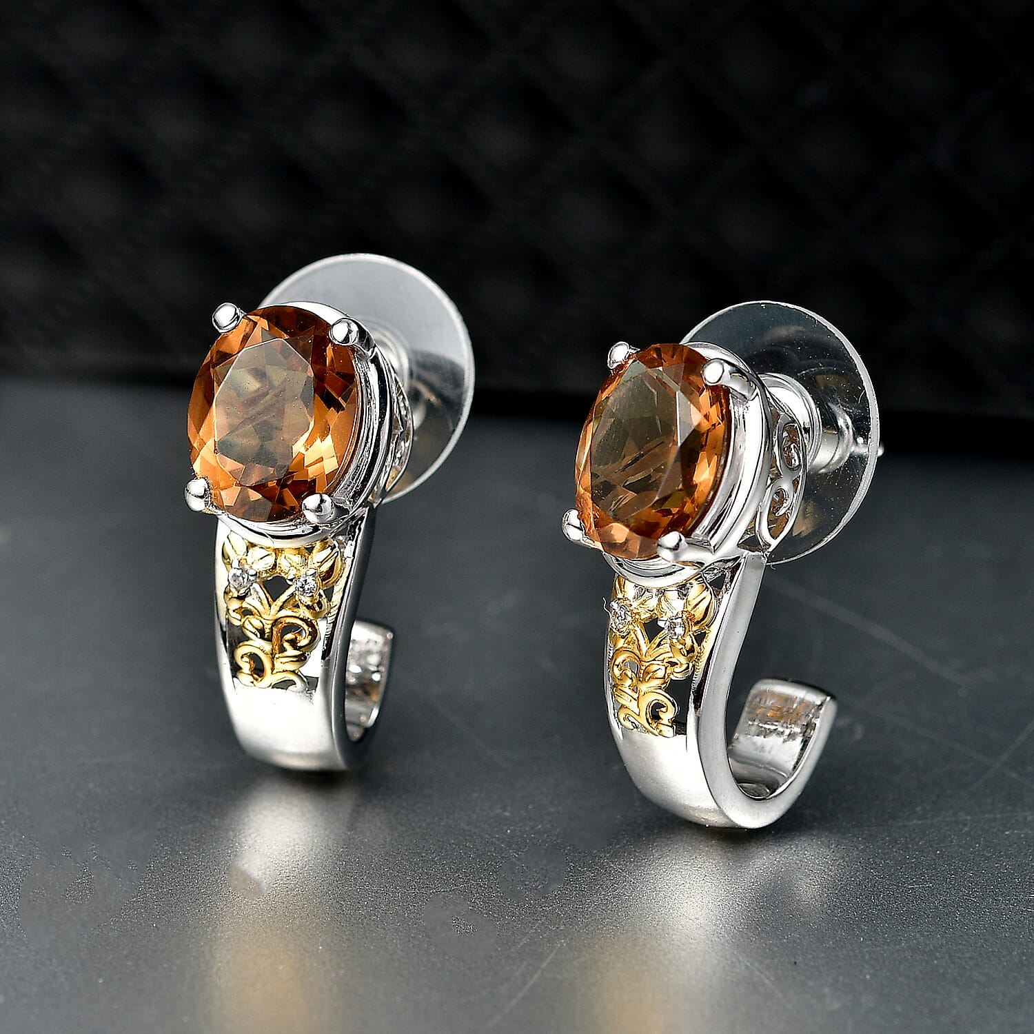 EverTrue Autumn Alexite and White Zircon 5.20 ctw Fallfire Earrings in 18K YG Plated and Platinum Bond