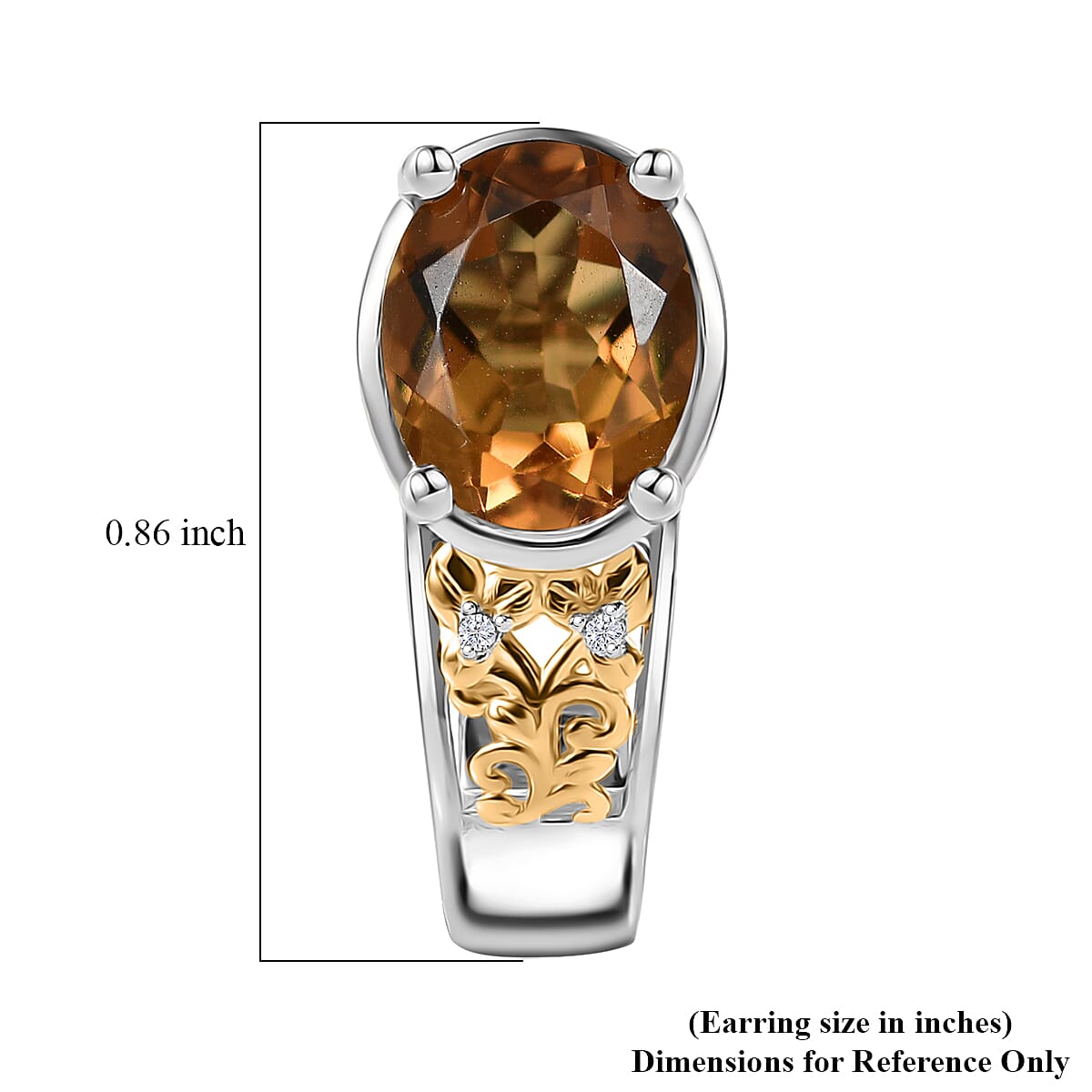 EverTrue Autumn Alexite and White Zircon 5.20 ctw Fallfire Earrings in 18K YG Plated and Platinum Bond image number 4