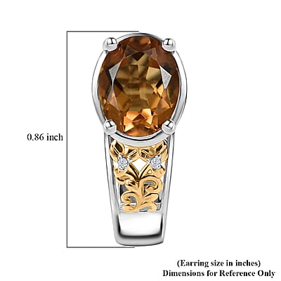 EverTrue Autumn Alexite and White Zircon 5.20 ctw Fallfire Earrings in 18K YG Plated and Platinum Bond