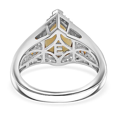 EverTrue Autumn Alexite and White Zircon 3.10 ctw Fallfire Regal Ring in 18K YG Plated and Platinum Bond (Size 5.0)