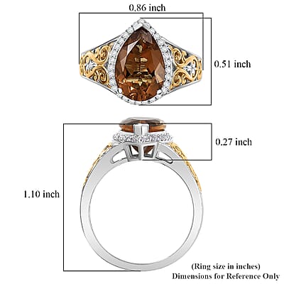 EverTrue Autumn Alexite and White Zircon 3.10 ctw Fallfire Regal Ring in 18K YG Plated and Platinum Bond (Size 5.0)