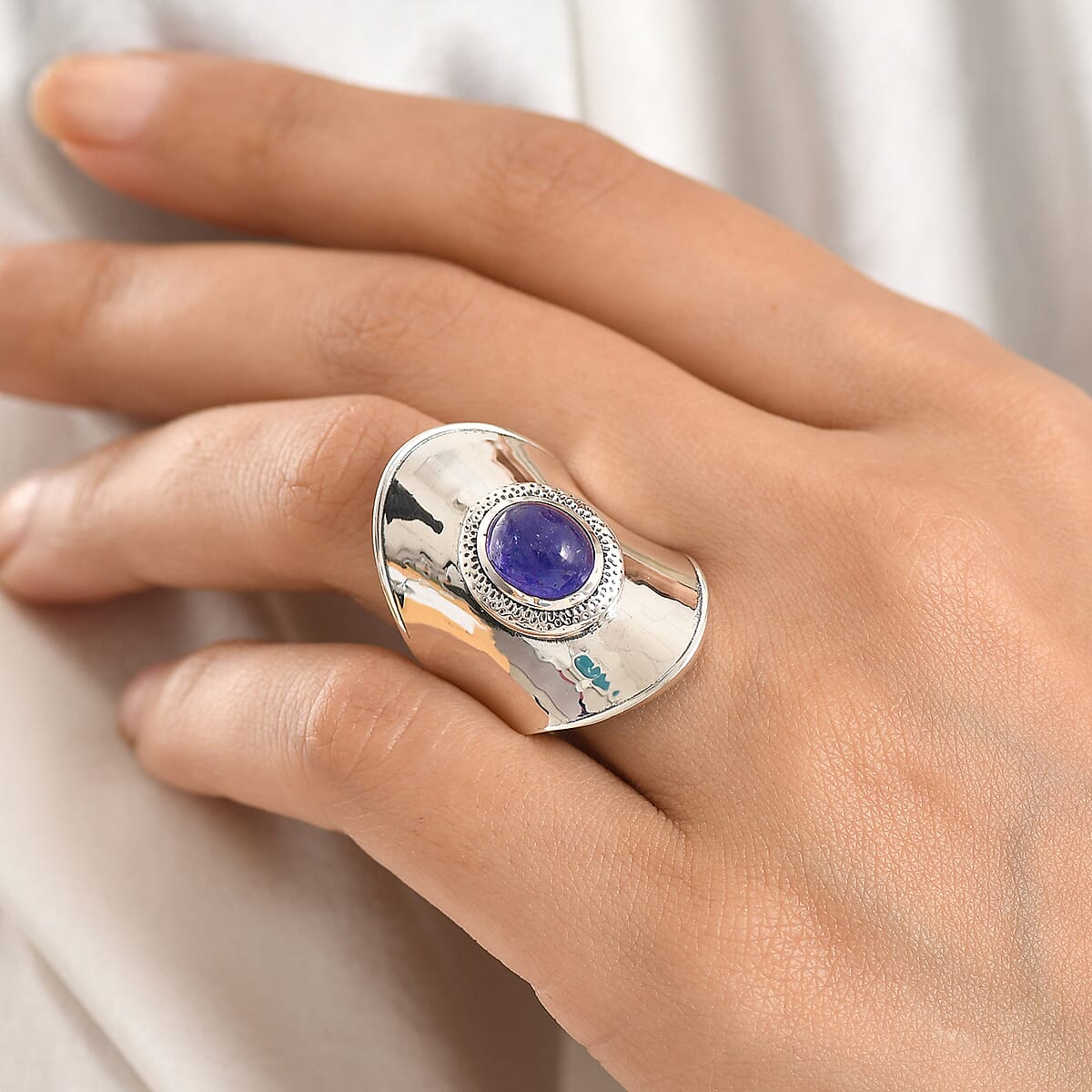 D'Joy Passport to Israel Artisan Crafted Tanzanite 3.75 ctw Solitaire Ring in Sterling Silver (Size 6.0) image number 2