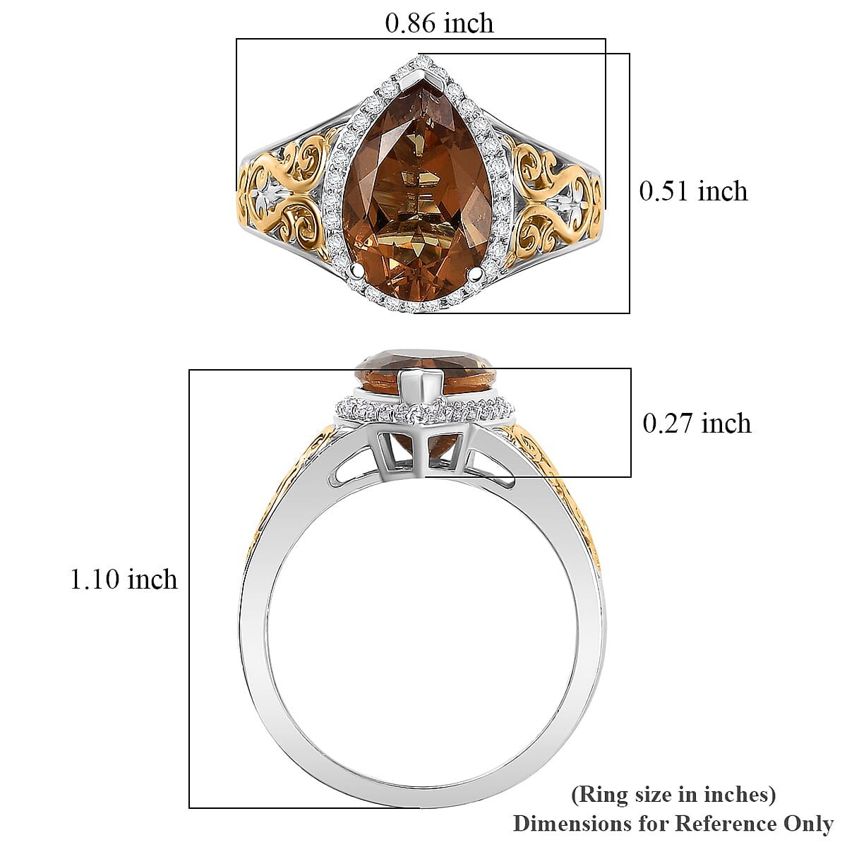 EverTrue Autumn Alexite, White Zircon Ring in 18K YG Plated and Platinum Bond (Size 10.0) 3.10 ctw image number 5