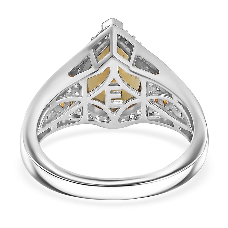 EverTrue Autumn Alexite and White Zircon 3.10 ctw Fallfire Regal Ring in 18K YG Plated and Platinum Bond (Size 9.0)