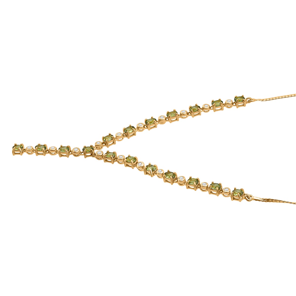 D'Joy Demantoid Garnet and Moissanite 4.15 ctw Forest Flame Y-Necklace in 18K Vermeil Yellow Gold Over Sterling Silver 18 Inches image number 3