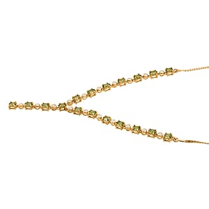 D'Joy Demantoid Garnet and Moissanite 4.15 ctw Forest Flame Y-Necklace in 18K Vermeil Yellow Gold Over Sterling Silver 18 Inches