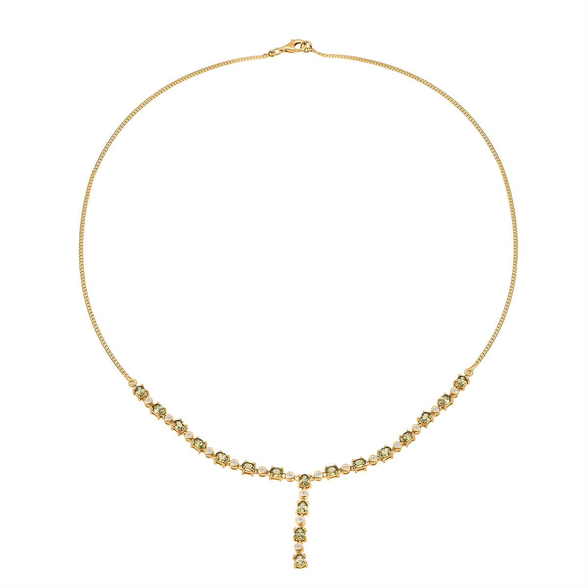 D'Joy Demantoid Garnet and Moissanite 4.15 ctw Forest Flame Y-Necklace in 18K Vermeil Yellow Gold Over Sterling Silver 18 Inches image number 4