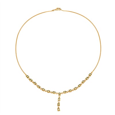 D'Joy Ambanja Demantoid Garnet and Moissanite 4.15 ctw Forest Flame Y-Necklace in 18K Vermeil Yellow Gold Over Sterling Silver 18 Inches