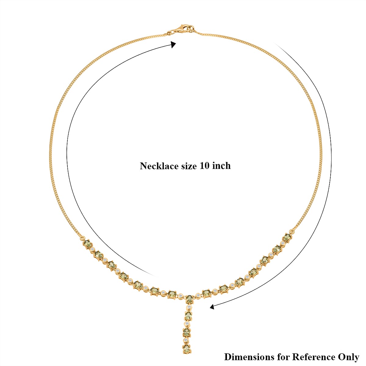 D'Joy Demantoid Garnet and Moissanite 4.15 ctw Forest Flame Y-Necklace in 18K Vermeil Yellow Gold Over Sterling Silver 18 Inches image number 6