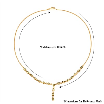 D'Joy Ambanja Demantoid Garnet and Moissanite 4.15 ctw Forest Flame Y-Necklace in 18K Vermeil Yellow Gold Over Sterling Silver 18 Inches