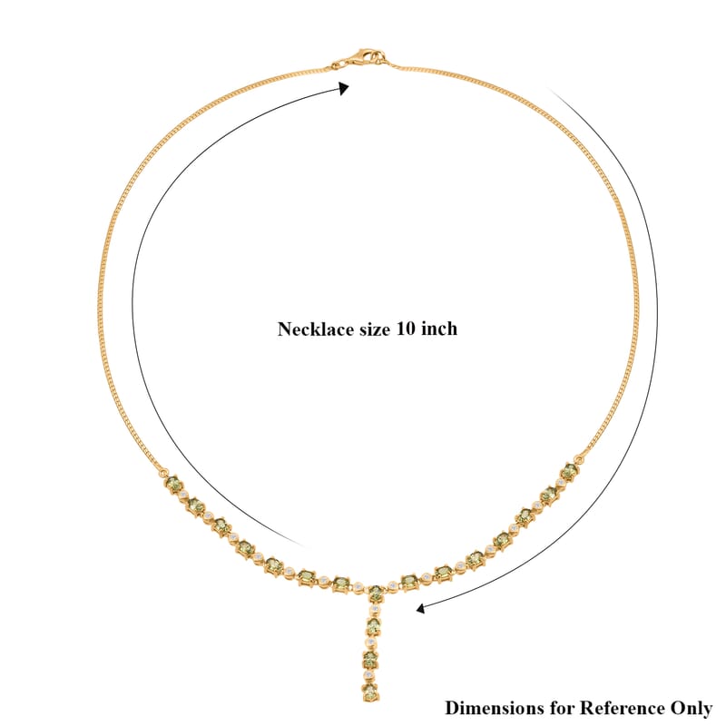 D'Joy Ambanja Demantoid Garnet and Moissanite 4.15 ctw Forest Flame Y-Necklace in 18K Vermeil Yellow Gold Over Sterling Silver 18 Inches