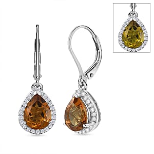 EverTrue Autumn Alexite and White Zircon 3.50 ctw Fallfire Regal Earrings in Platinum Bond