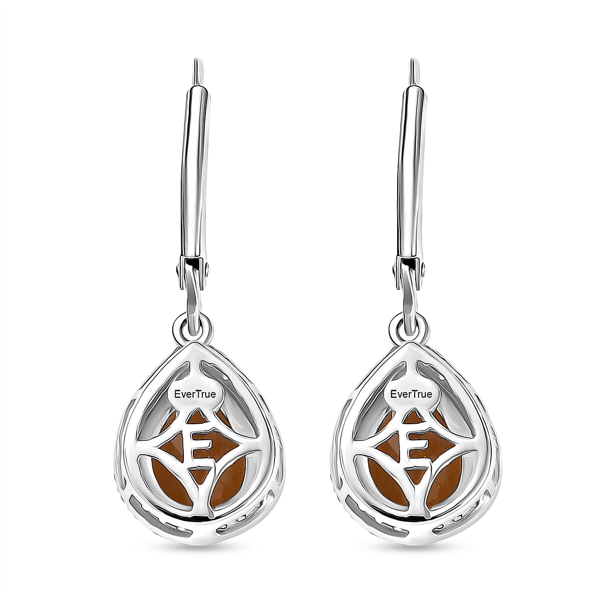 EverTrue Autumn Alexite and White Zircon 3.50 ctw Fallfire Regal Earrings in Platinum Bond