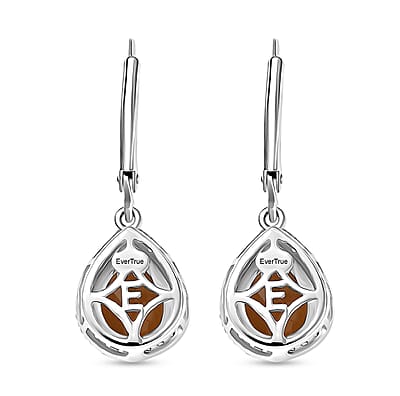 EverTrue Autumn Alexite and White Zircon 3.50 ctw Fallfire Regal Earrings in Platinum Bond