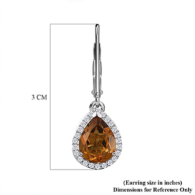 EverTrue Autumn Alexite and White Zircon 3.50 ctw Fallfire Regal Earrings in Platinum Bond
