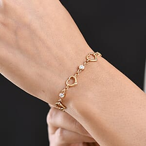EverTrue Moissanite 0.65 ctw Forever Linked Hearts Bracelet in 18K YG Plated (6.50 In)