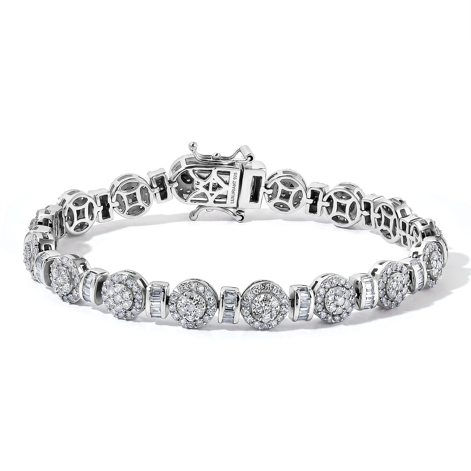 Luxuriant Lab Grown Diamond G-H SI 3.65 ctw Bracelet in Rhodium Over Sterling Silver (7.25 In)