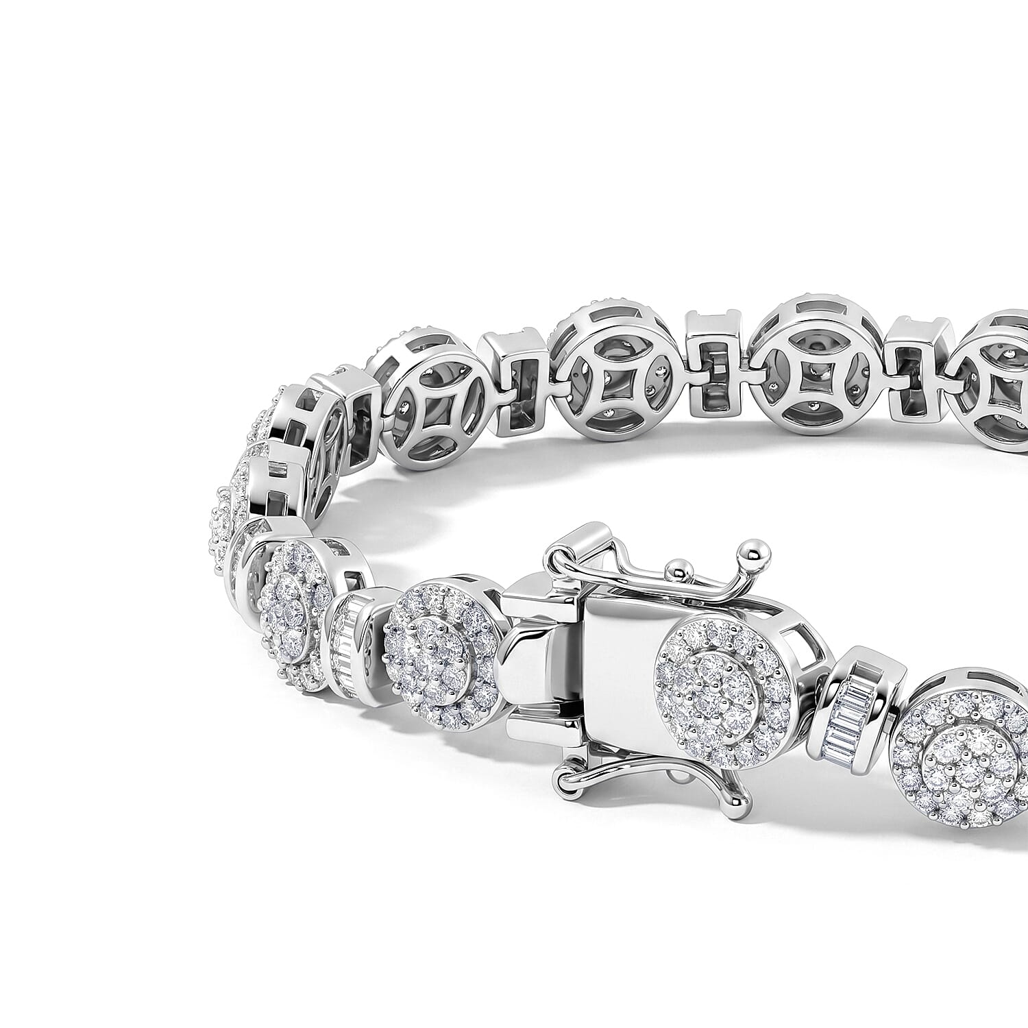 Luxuriant Lab Grown Diamond G-H SI 3.65 ctw Bracelet in Rhodium Over Sterling Silver (7.25 In)