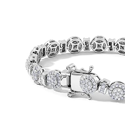 Luxuriant Lab Grown Diamond G-H SI 3.65 ctw Bracelet in Rhodium Over Sterling Silver (7.25 In)