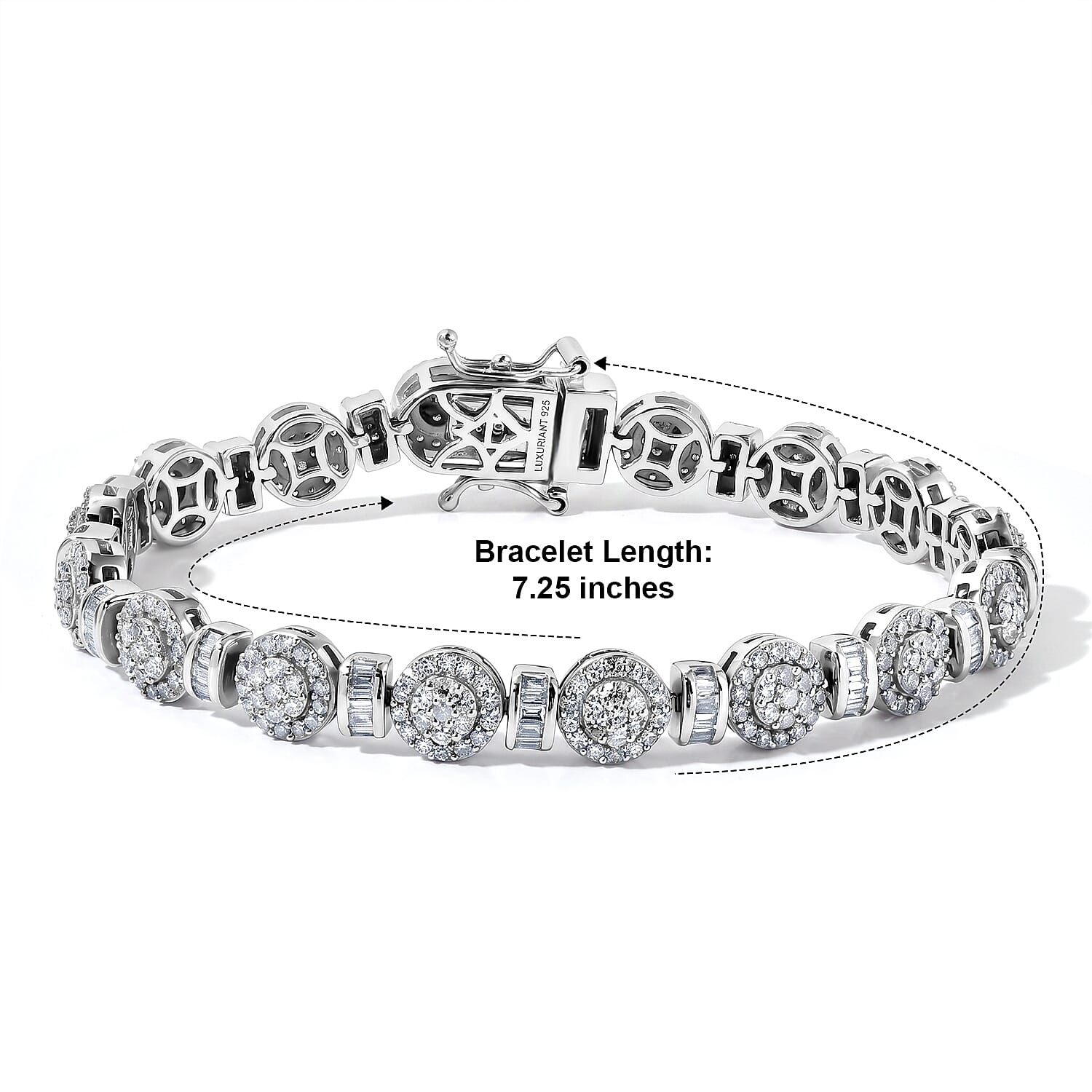Luxuriant Lab Grown Diamond G-H SI 3.65 ctw Bracelet in Rhodium Over Sterling Silver (7.25 In)