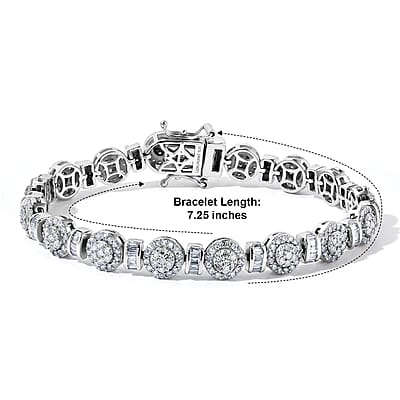 Luxuriant Lab Grown Diamond G-H SI 3.65 ctw Bracelet in Rhodium Over Sterling Silver (7.25 In)