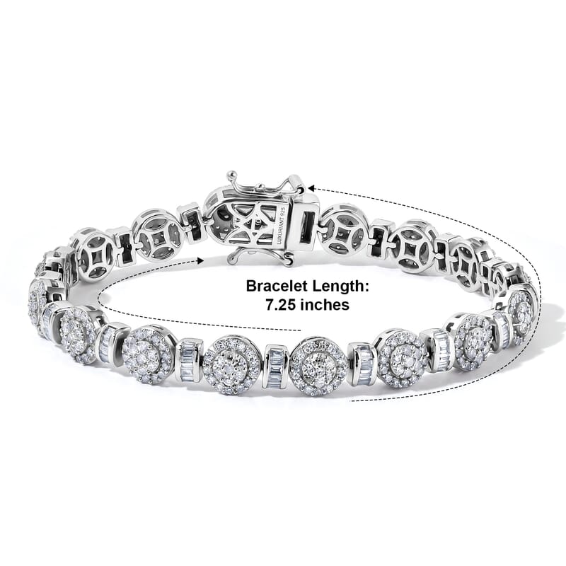 Luxuriant Lab Grown Diamond G-H SI 3.65 ctw Heritage Halo Bracelet in Rhodium Over Sterling Silver (7.25 In)