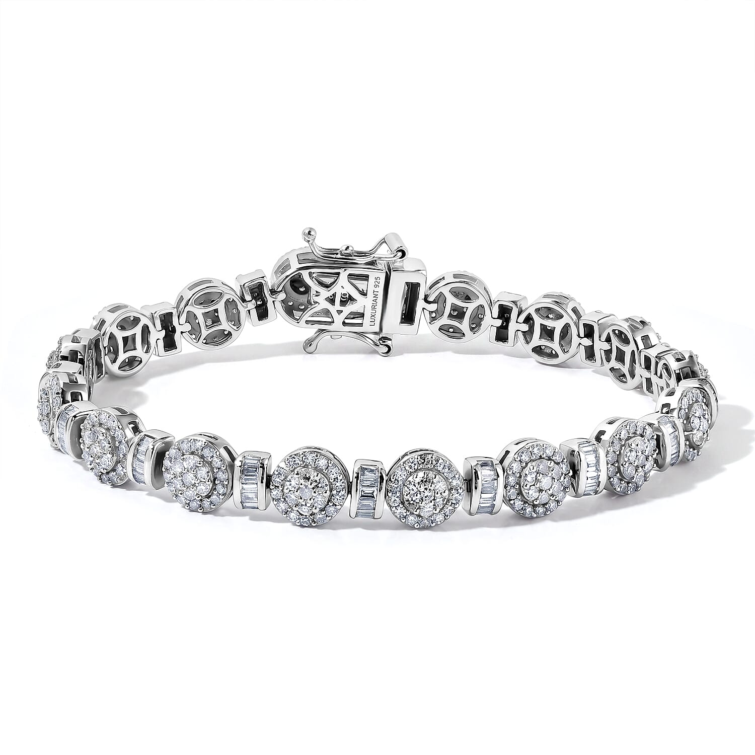 Luxuriant Lab Grown Diamond SI 3.30 ctw Bracelet in Rhodium Over Sterling Silver (6.50 In)