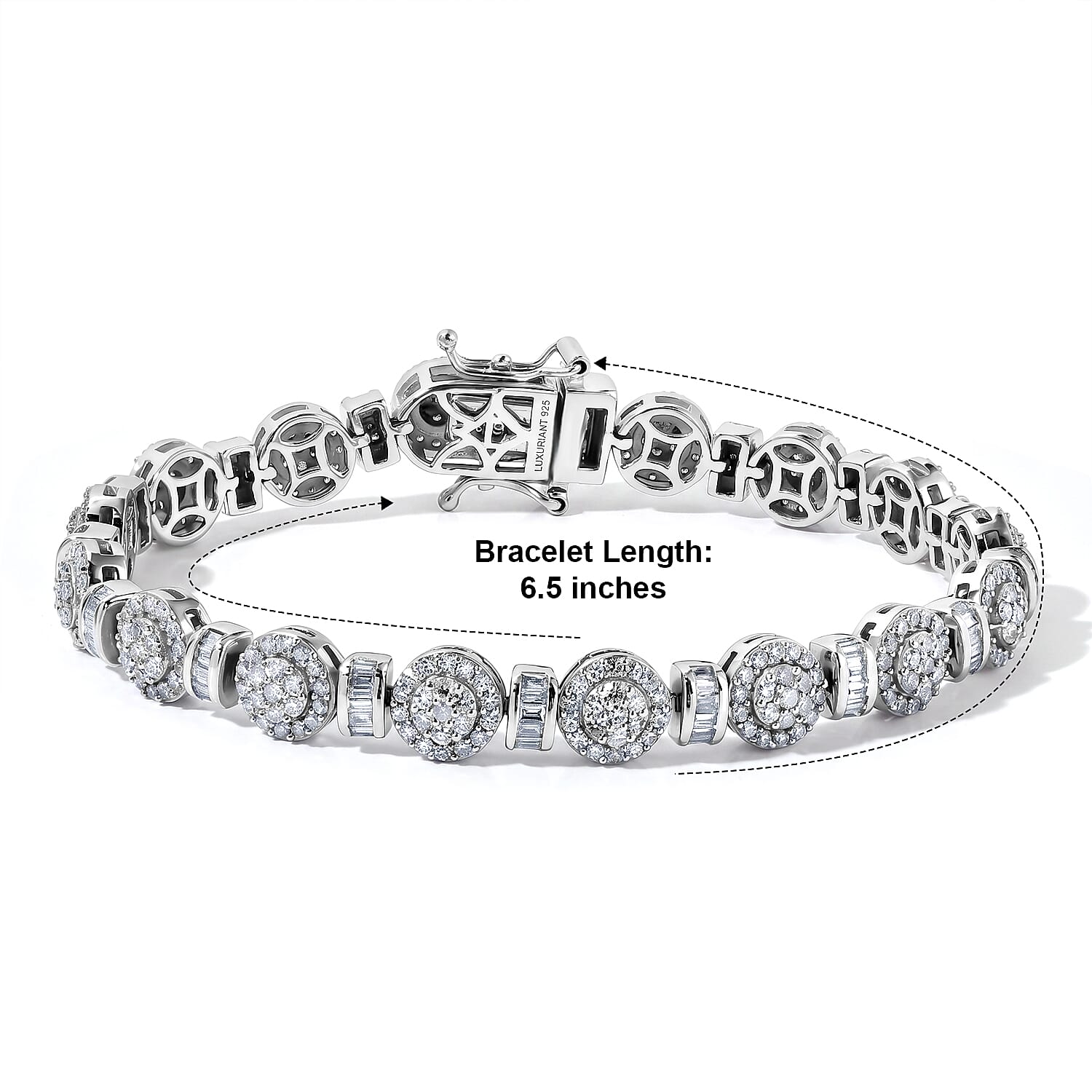Luxuriant Lab Grown Diamond SI 3.30 ctw Bracelet in Rhodium Over Sterling Silver (6.50 In)