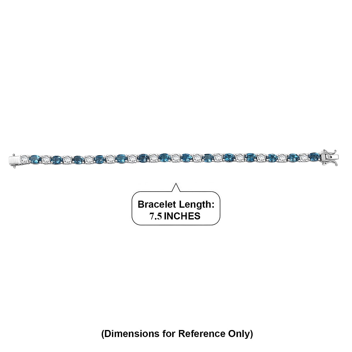 D'Joy Certified London Blue Topaz and Moissanite 19.50 ctw Bracelet in Rhodium Over Sterling Silver (7.25 In) image number 4