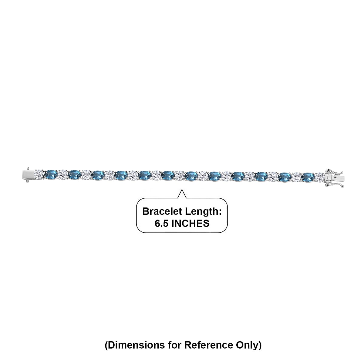D'Joy Certified London Blue Topaz and Moissanite 17.10 ctw Bracelet in Rhodium Over Sterling Silver (6.50 In) image number 4