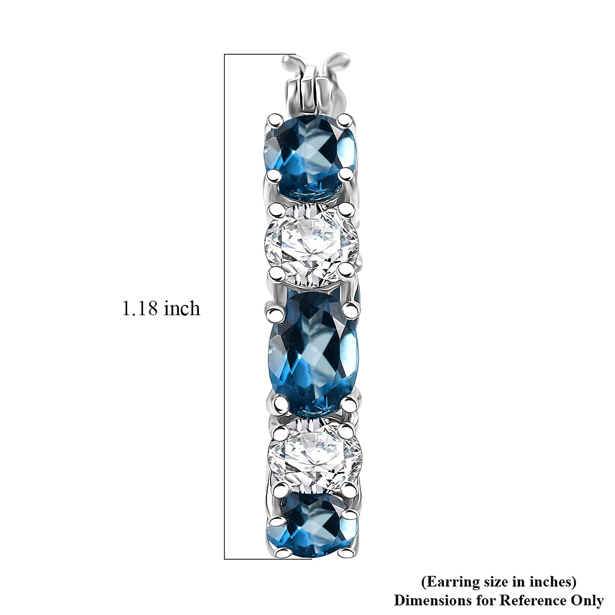 D'Joy Certified London Blue Topaz and Moissanite 13.00 ctw Earrings in Rhodium Over Sterling Silver