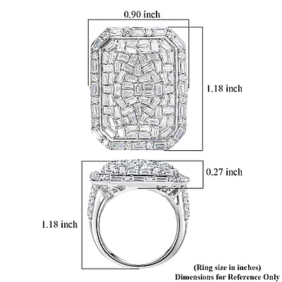 D'Joy Moissanite 3.90 ctw Shattered Mirror Ring in Rhodium Over Sterling Silver (Size 5.0)