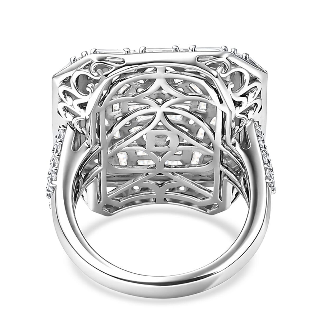 D'Joy TLV Moissanite Ring in Rhodium Over Sterling Silver Size 10.0 4.35 ctw image number 4