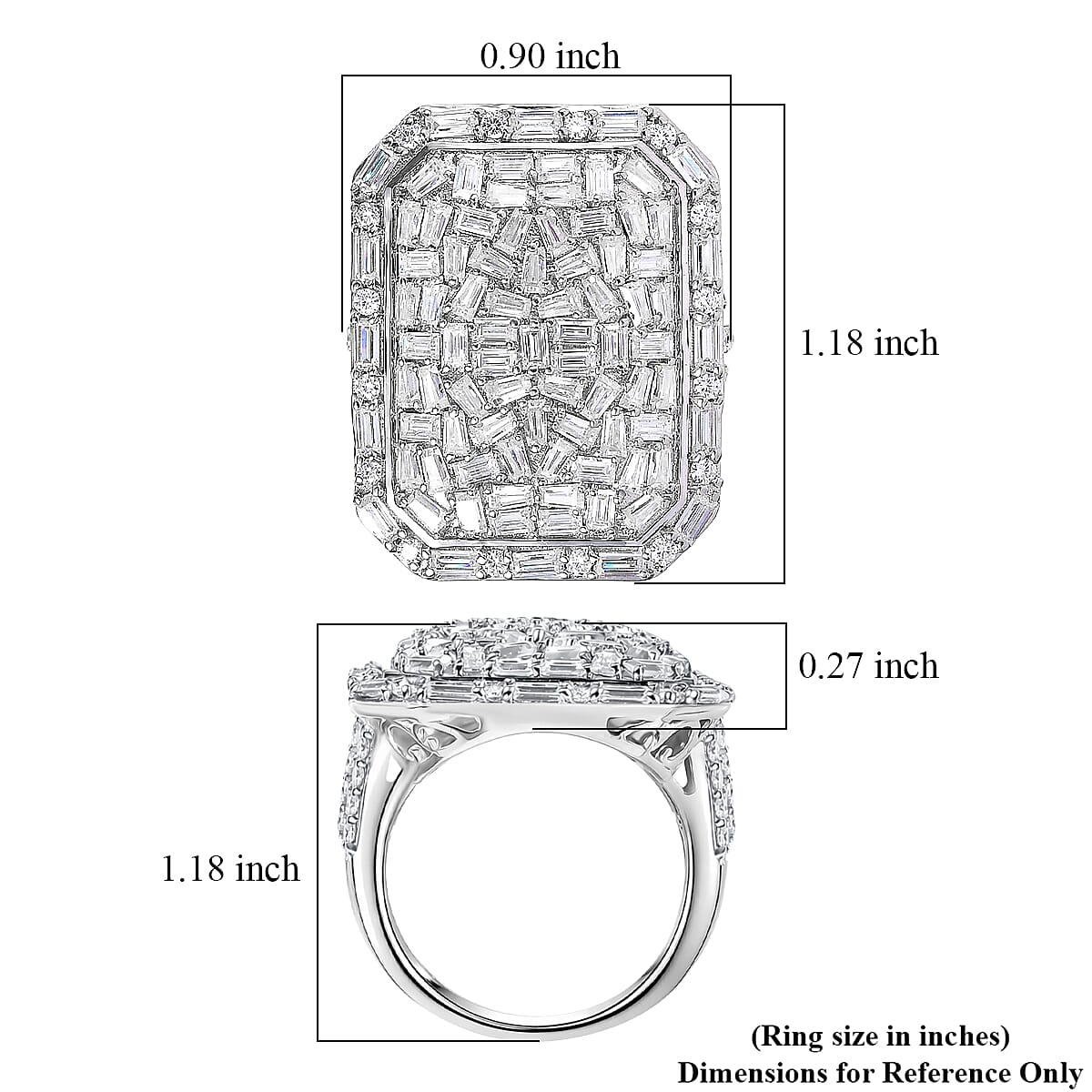 D'Joy TLV Moissanite Ring in Rhodium Over Sterling Silver Size 10.0 4.35 ctw image number 5