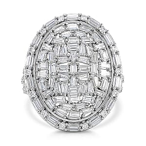 D'Joy Moissanite 3.25 ctw Ring in Rhodium Over Sterling Silver (Size 5.0)