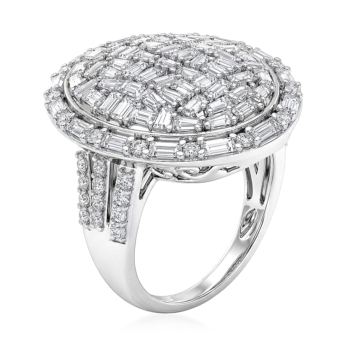 D'Joy Moissanite 3.25 ctw Ring in Rhodium Over Sterling Silver (Size 5.0) image number 3