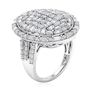 D'Joy Moissanite 3.25 ctw Ring in Rhodium Over Sterling Silver (Size 5.0)