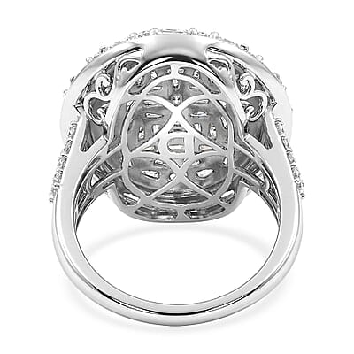 D'Joy Moissanite 3.25 ctw Shattered Mirror Ring in Rhodium Over Sterling Silver (Size 8.0)