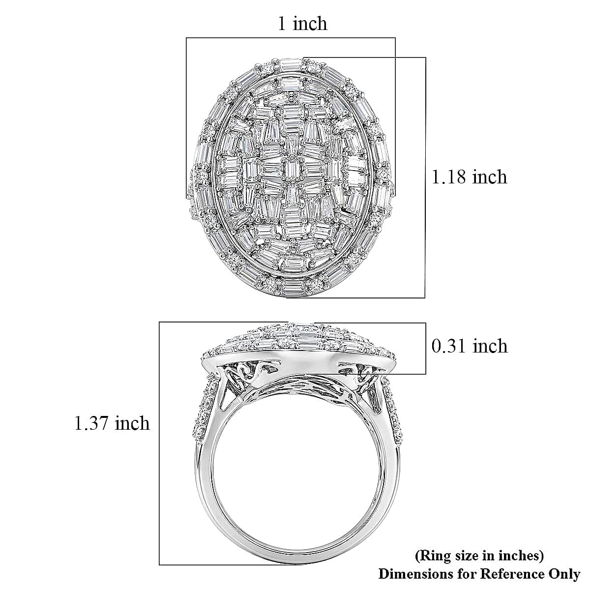 D'Joy Moissanite 3.25 ctw Shattered Mirror Ring in Rhodium Over Sterling Silver (Size 8.0)