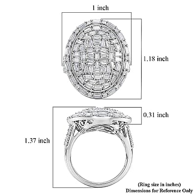 D'Joy Moissanite 3.25 ctw Shattered Mirror Ring in Rhodium Over Sterling Silver (Size 8.0)