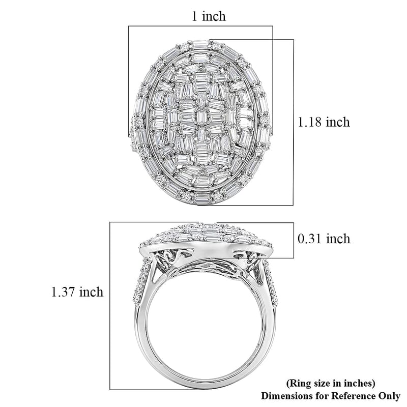 D'Joy Moissanite 3.25 ctw Shattered Mirror Ring in Rhodium Over Sterling Silver (Size 8.0)