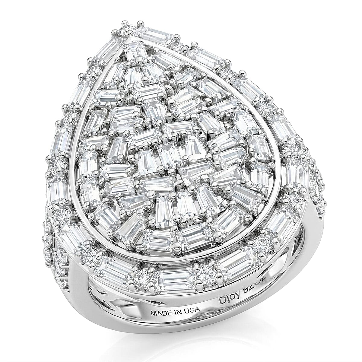 D'Joy Moissanite 2.85 ctw Shattered Mirror Ring in Rhodium Over Sterling Silver (Size 7.0) image number 0