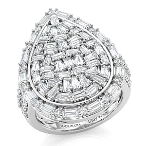 D'Joy Moissanite 2.85 ctw Shattered Mirror Ring in Rhodium Over Sterling Silver (Size 7.0)